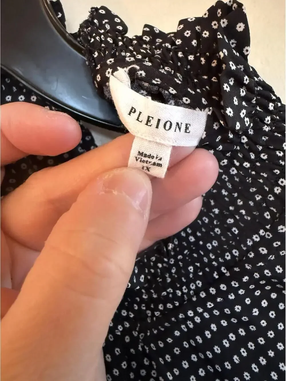 anthropologie Pleione Black & White Poke A Dot Longsleeve Work Top Sz.1X